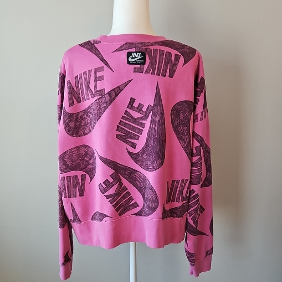 Nike Icon Clash Pink Scribble Swoosh Cropped Sweatshirt 2X - Picture 7 of 12